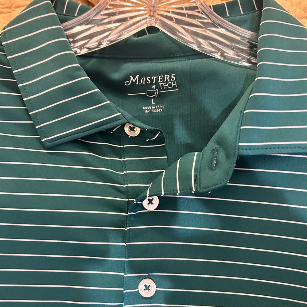 Masters Teal Striped Polo Shirt